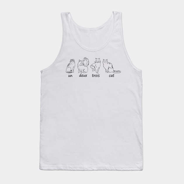 Cute Un Deux Trois Cat Funny French Cat Lover Tank Top by Estrytee
